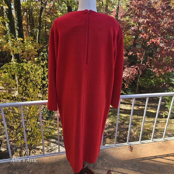 Castleberry London NY Vtg 70s 80s Red Knit Long Sleeve Terry Cloth Dress USA 12 - Picture 4 of 5